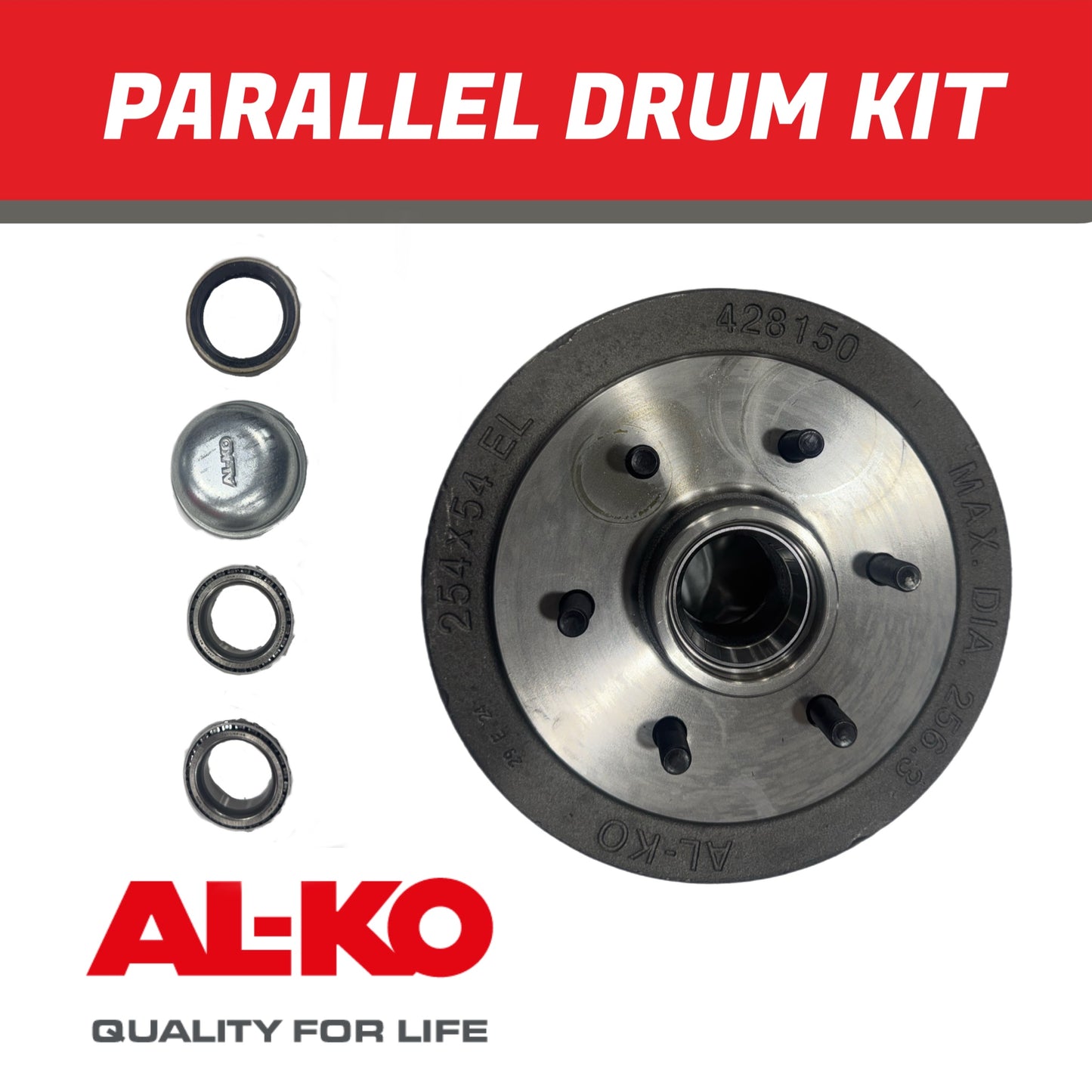 AL-KO Parallel Hub Drum 6 Stud L/Cruiser with Jap Bearings