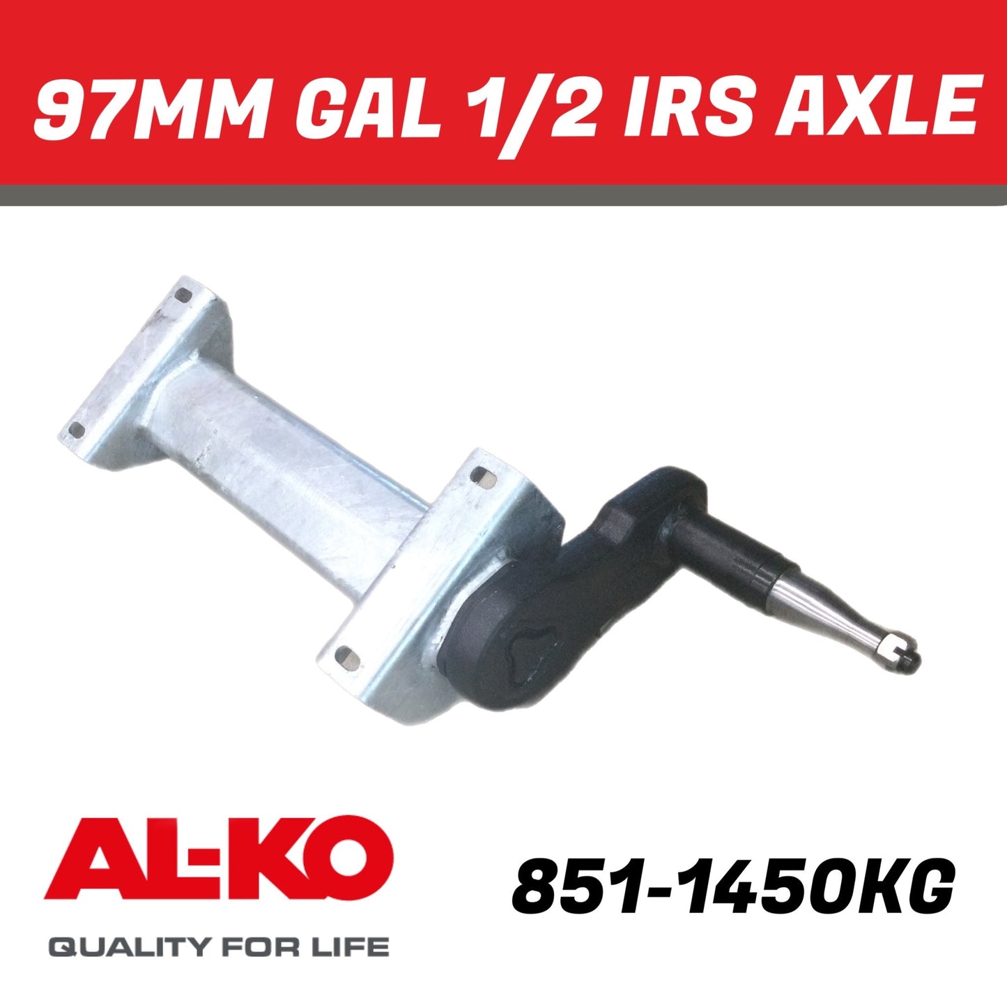 AL-KO 97mm Galvanised 1/2 IRS Torsion Axle Bare 851 - 1450Kg Rating