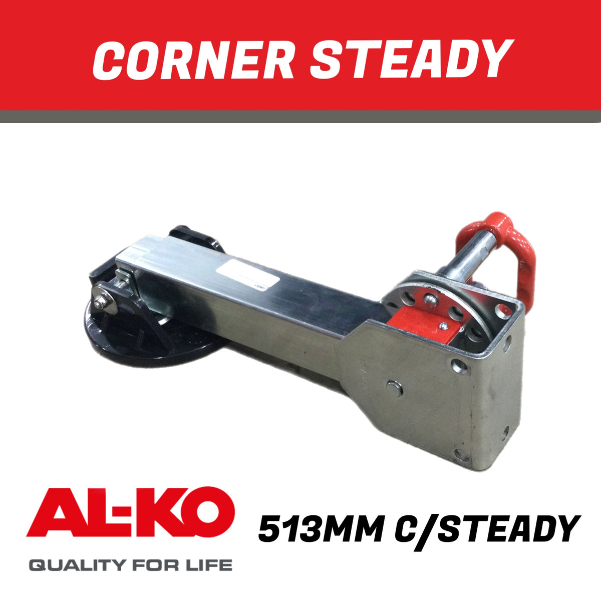 AL-KO 513mm Drop-Down Corner Steady with Big Foot – P/N 654851
