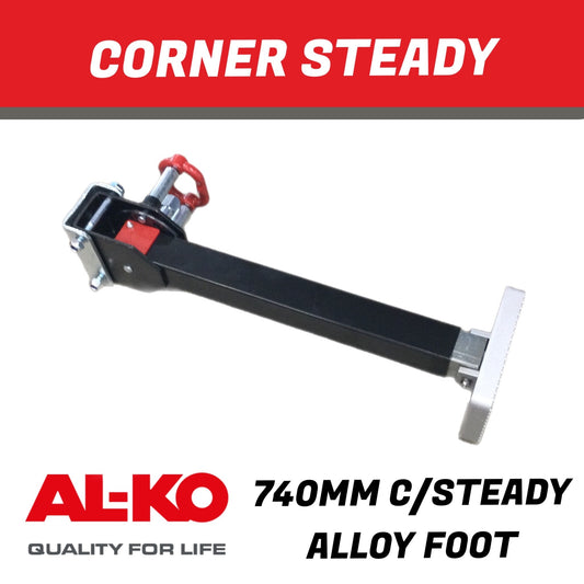AL-KO 740mm Drop-Down Corner Steady – Black E-Coat with Aluminium Foot