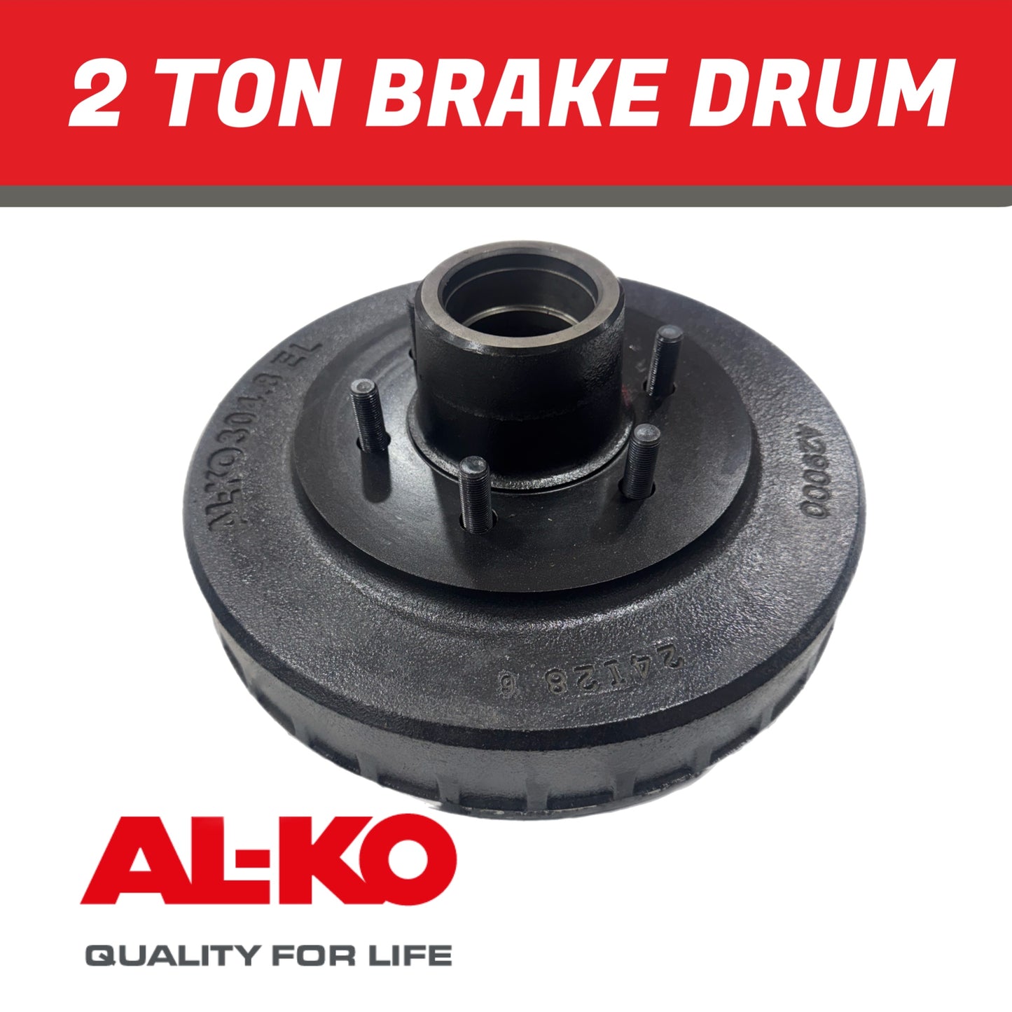 AL-KO 12 Inch 6 Stud Brake Drum Suit 2T Bearings