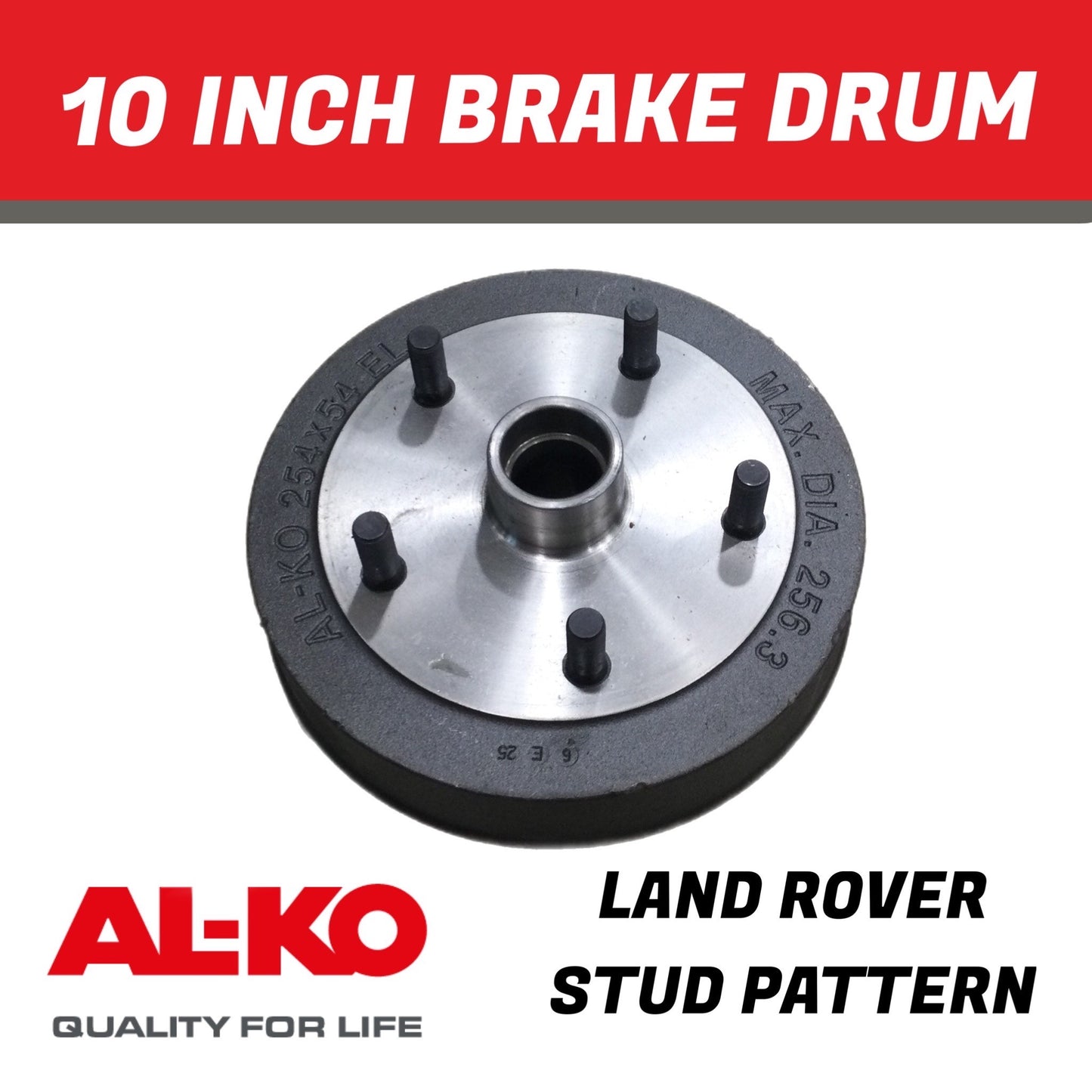 AL-KO 10" Electric Brake Drum – Land Rover 5 Stud (5 x 165.1mm PCD)