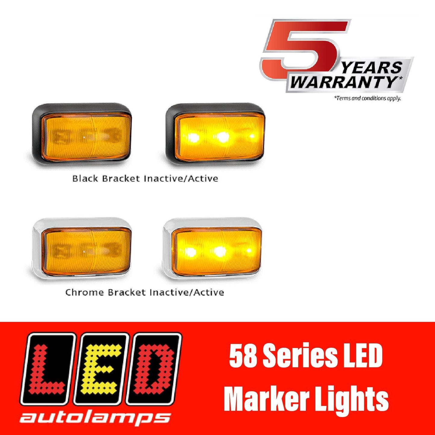 LED AUTOLAMPS 58 SERIES ORANGE LED Marker Light