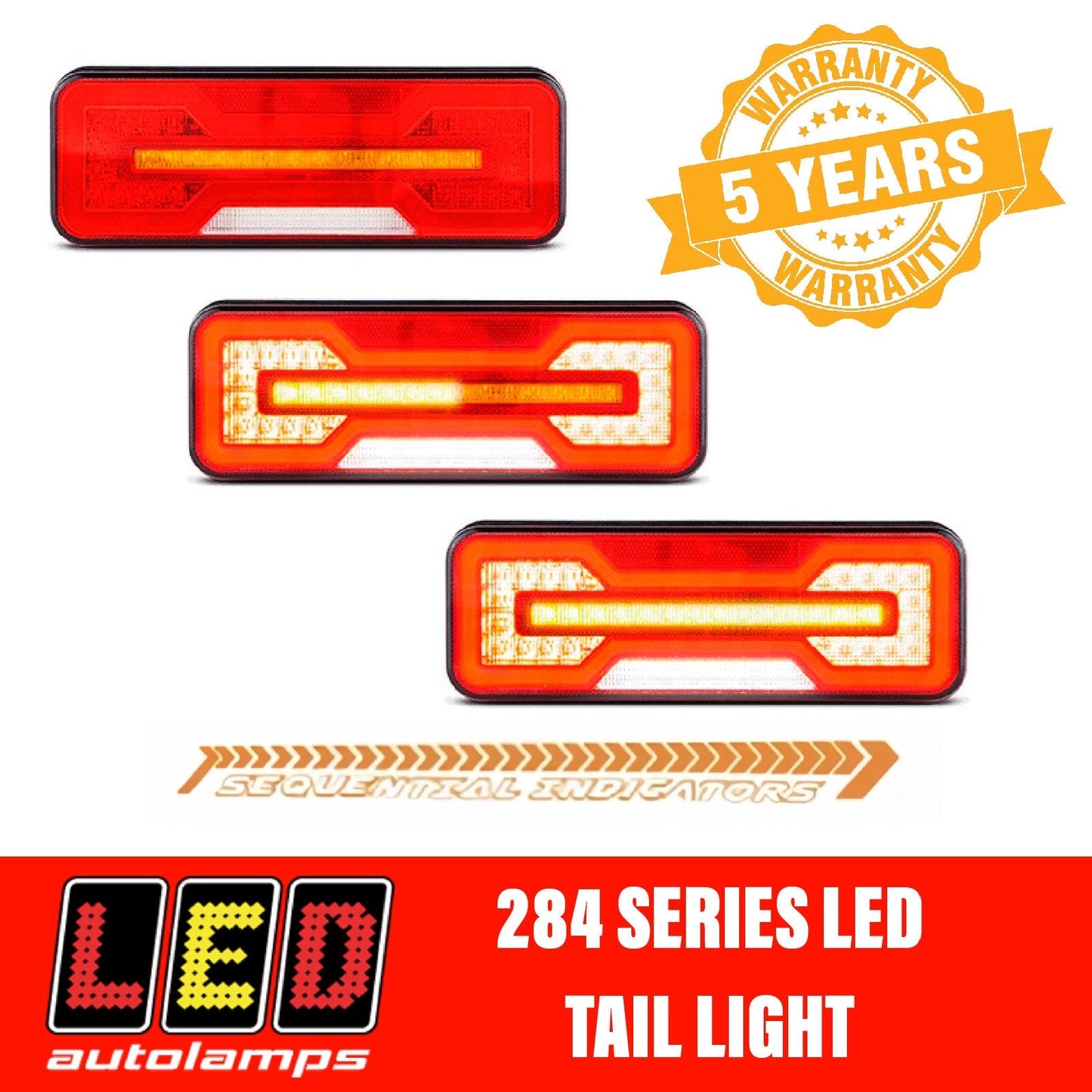 LED AUTOLAMPS 284ARWM-2 Sequential LED Light Lights with Reverse Light Pair