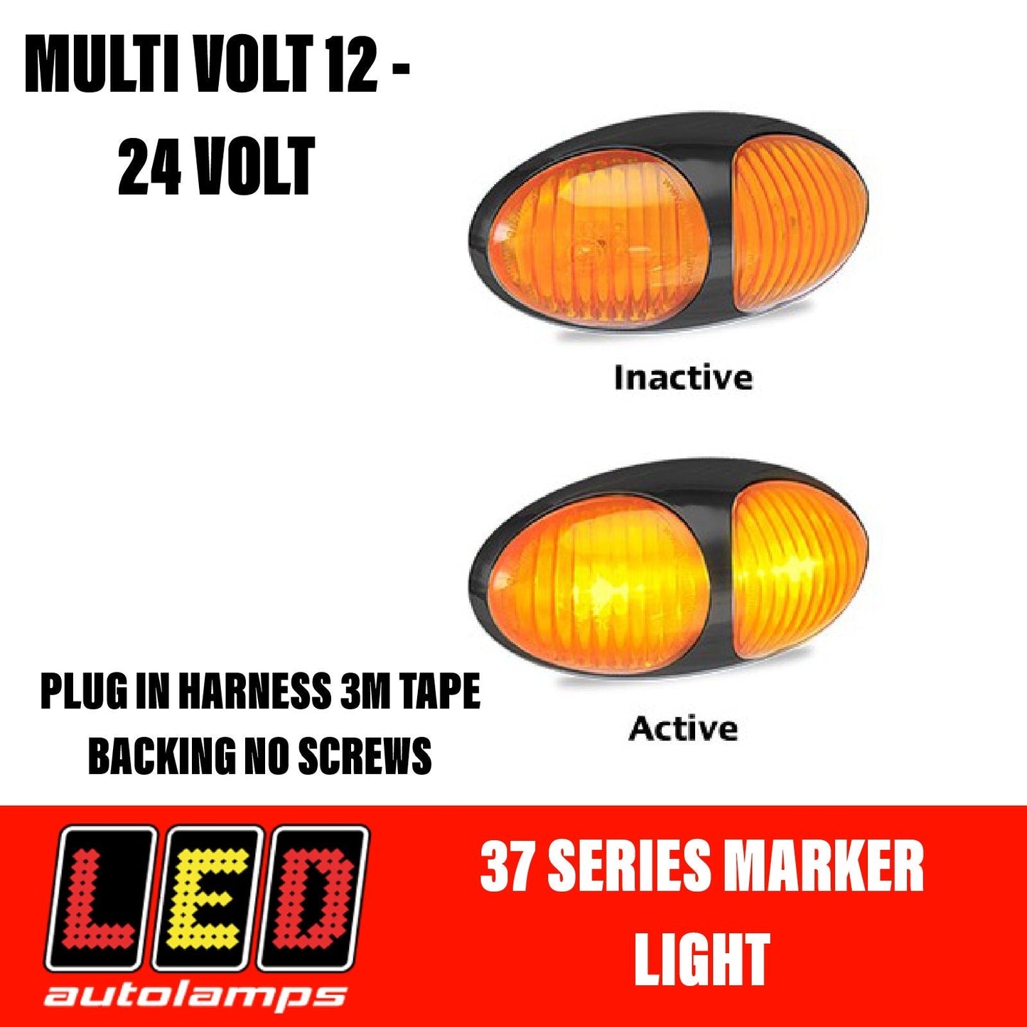 LED AUTOLAMPS Orange Marker Lamp Easy Fit 3M Tape 5 Year Warranty