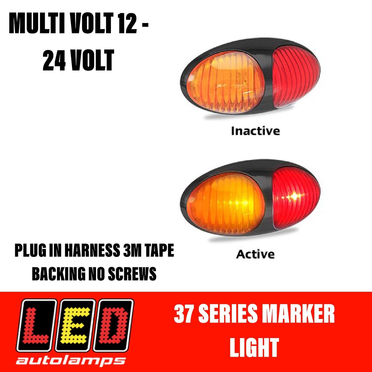 LED AUTOLAMPS Amber/Red Clearance Lamp Easy Fit 3M Tape 5 Year Warranty